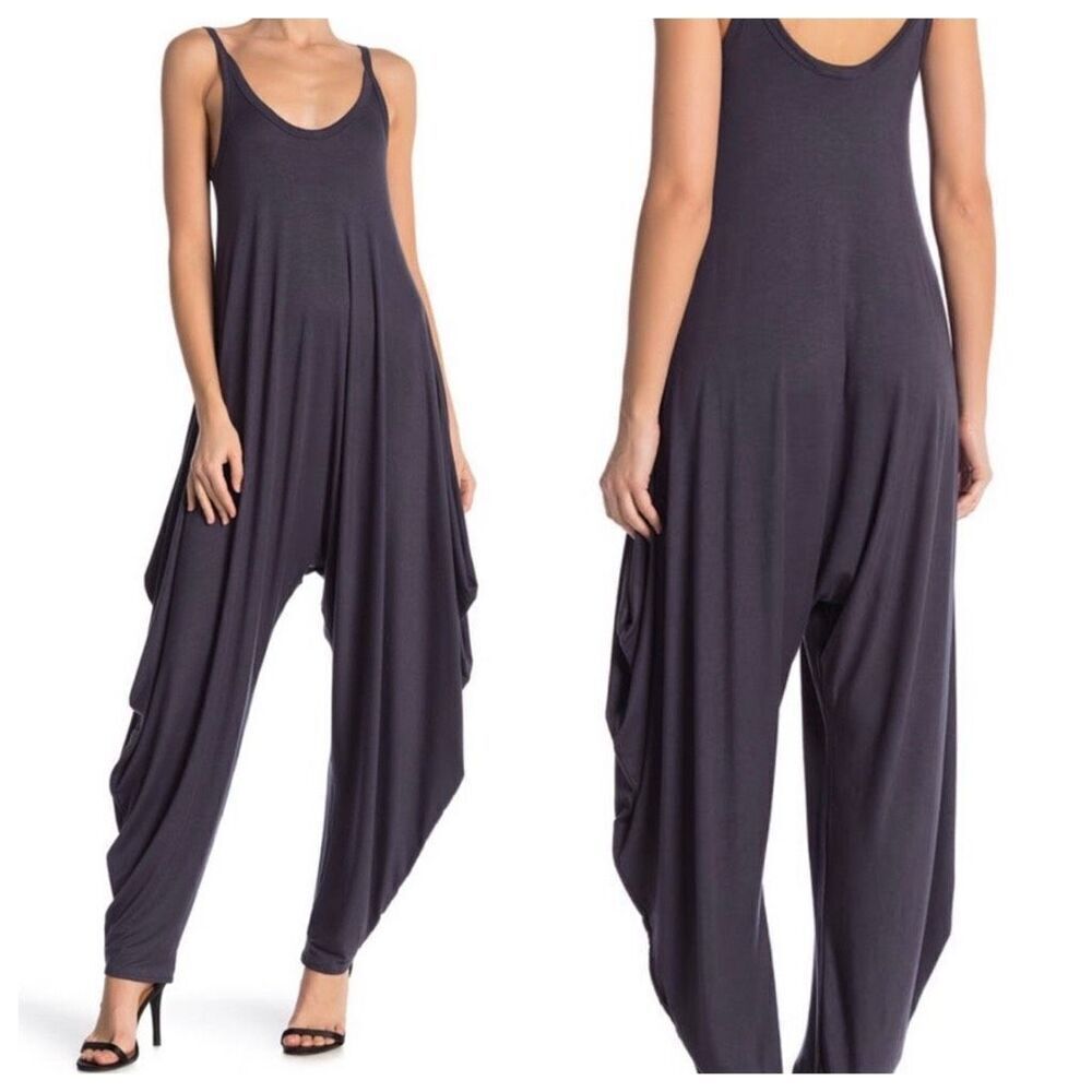 Oober Swank Sleeveless Harem Jumpsuit Charcoal Grey Size XS